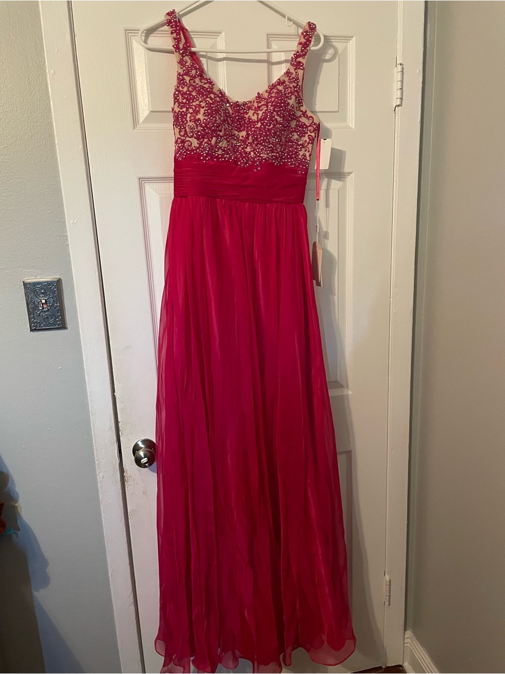 Beaded Sleeveless Pink Evening Gown